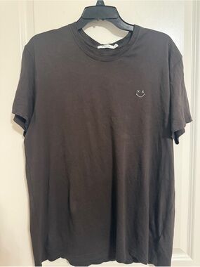 A CAPELLA WASHED BLACK SMILEY DISTRESSED TEE size large